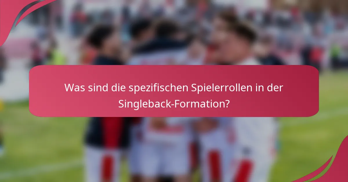 Was sind die spezifischen Spielerrollen in der Singleback-Formation?